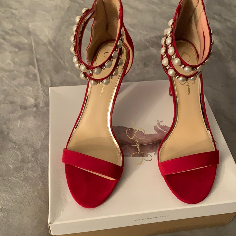 Jessica Simpson Berry Red Heels Size 9.5